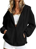 Zip Up Hoodie Women Oversized  Zip Up Y2K Hoodies Casual Long Sleeve Sweatshirts Fall Spring Track Jackets