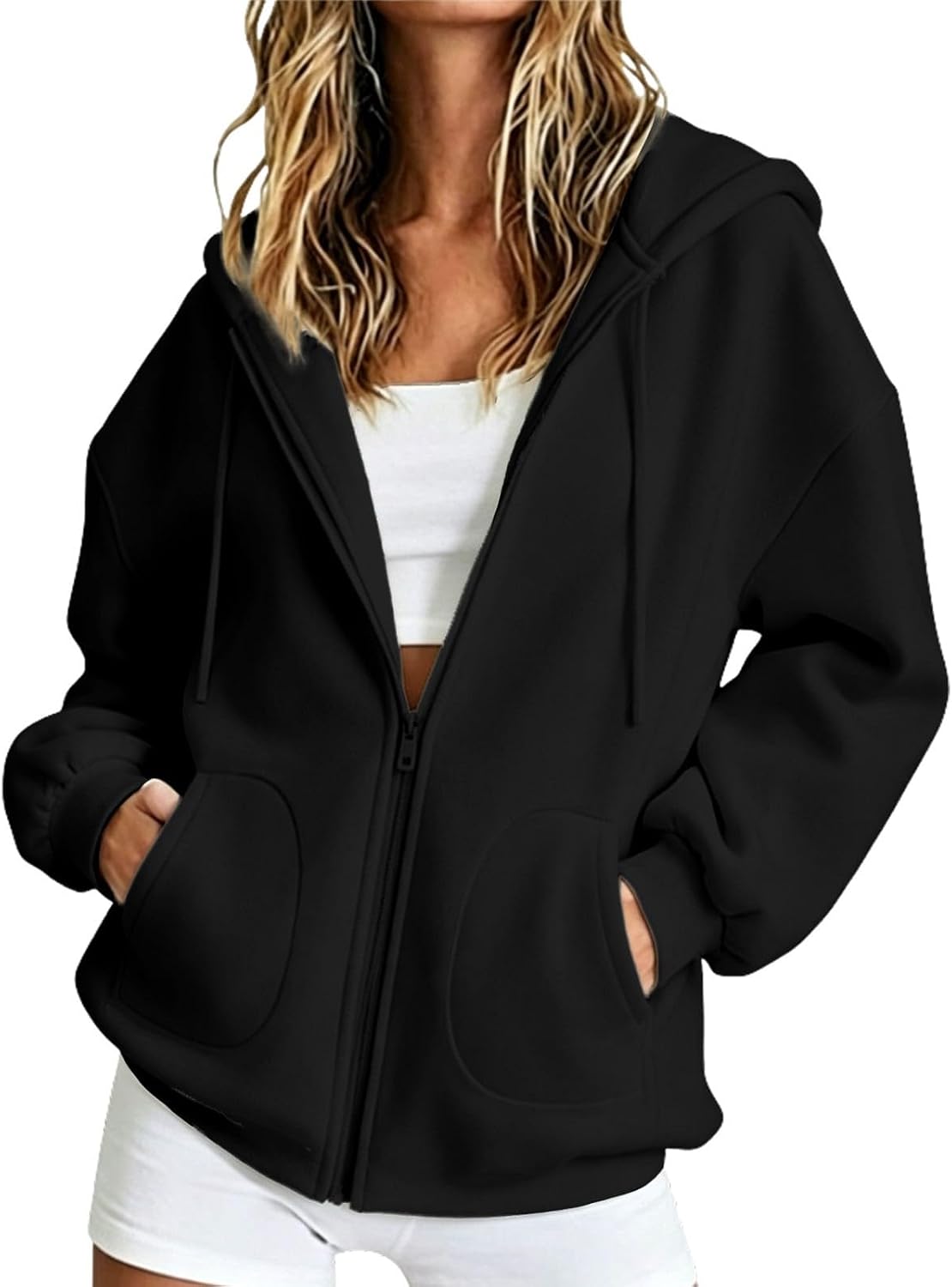 61LlpU74PlL._AC_SL1500_.jpg Zip Up Hoodie Women Oversized Zip Up Y2K Hoodies Casual Long Sleeve Sweatshirts Fall Spring Track Jackets - Image 1