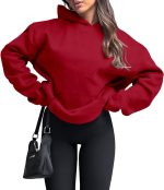 Women Hoodies Casual Pullover Long Sleeve Sweatshirt Kangaroo Pocket Drop Shoulder Sweater - Image 2