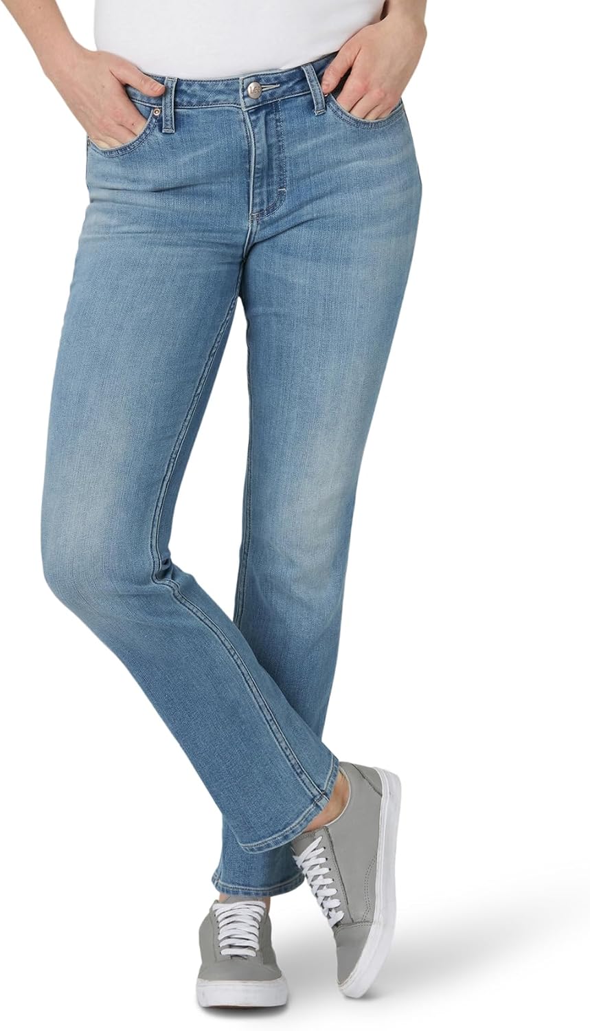 61TpnJBXL._AC_SL1500_.jpg Women's Legendary Mid Rise Straight Leg Jean - Image 1