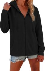 Zip Up Hoodie Women Oversized  Zip Up Y2K Hoodies Casual Long Sleeve Sweatshirts Fall Spring Track Jackets - Image 2