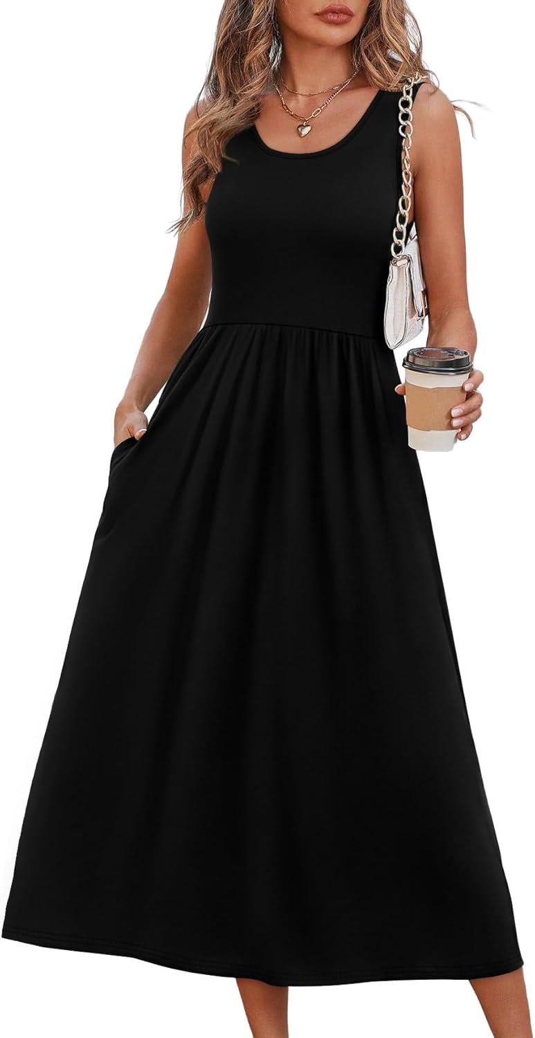 61sljmIFYHL._AC_SL1500_.jpg Summer Dresses for Women Flowy Casual Midi Dress Beach Vacation Sundresses with Pockets - Image 1