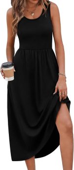 Summer Dresses for Women Flowy Casual Midi Dress Beach Vacation Sundresses with Pockets - Image 2
