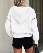 Women's  Fall Hooded Sweatshirts Long Sleeve Half Zip Cropped Hoodies Pullover Winter Fashion Clothes - Image 2