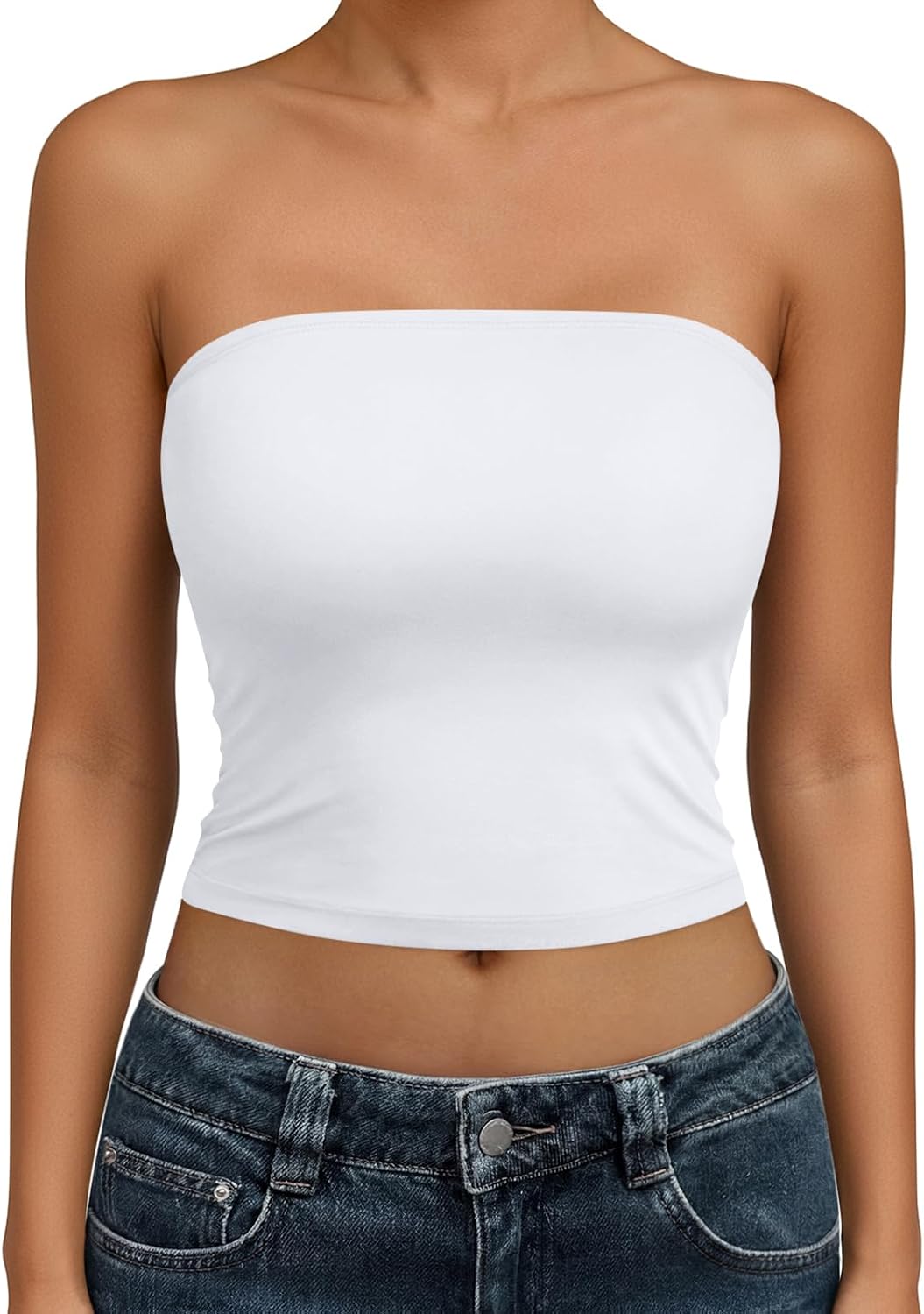 717XzCIZYjL._AC_SL1500_.jpg Womens Tube Tops Strapless Crop Tops Basic Backless Sleeveless Going Out Spring Outfits Summer Clothes - Image 1