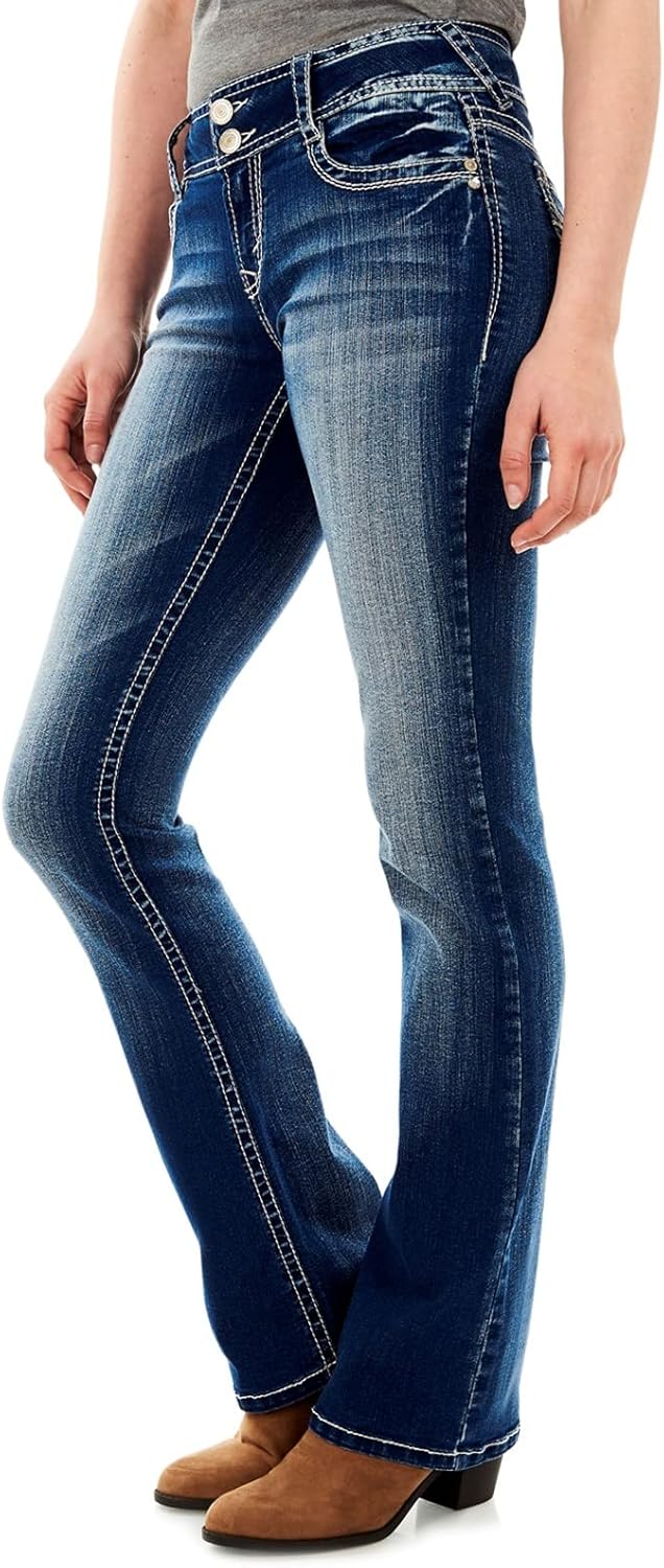 71Biyy-urSL._AC_SL1500_.jpg Luscious Curvy Bootcut Jeans for Women, Mid-Rise Insta Stretch Denim, Size-Inclusive Juniors Jeans - Image 1