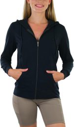Women’s Cotton Lightweight Long Sleeve Hoodie Pullover or Full Zip Jacket w/Kangaroo Pocket