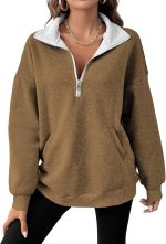 Womens Half Zip Pullover Vintage Novelty Long Sleeve Sweatshirt Midweight Pullover Loose Fashion Clothing
