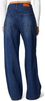 Women's Wide Leg Jeans High Waisted Stretchy Straight Leg Jeans Trendy Seamed Front Loose Denim Pants - Image 2