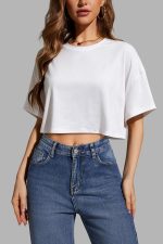 Women's Multi-Pack Short Sleeve Round Neck T-Shirt - Basic Loose Fit Knit Tops - Image 2