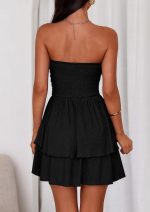 Women's  Summer Strapless Tube Mini Dress Off Shoulder Smocked Ruffle A Line Flowy Short Party Club Dresses - Image 2