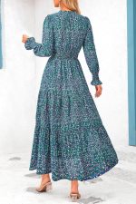 Women's Floral Maxi Dress  Fall Long Sleeve V Neck A Line Long Flowy Spring Party Boho Dresses - Image 2